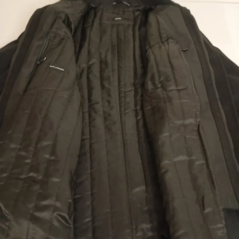 Hugo Boss Wool Cashmere Coat with Inner Bib & Ribbed Collar Size 40R EUC - Picture 7 of 16